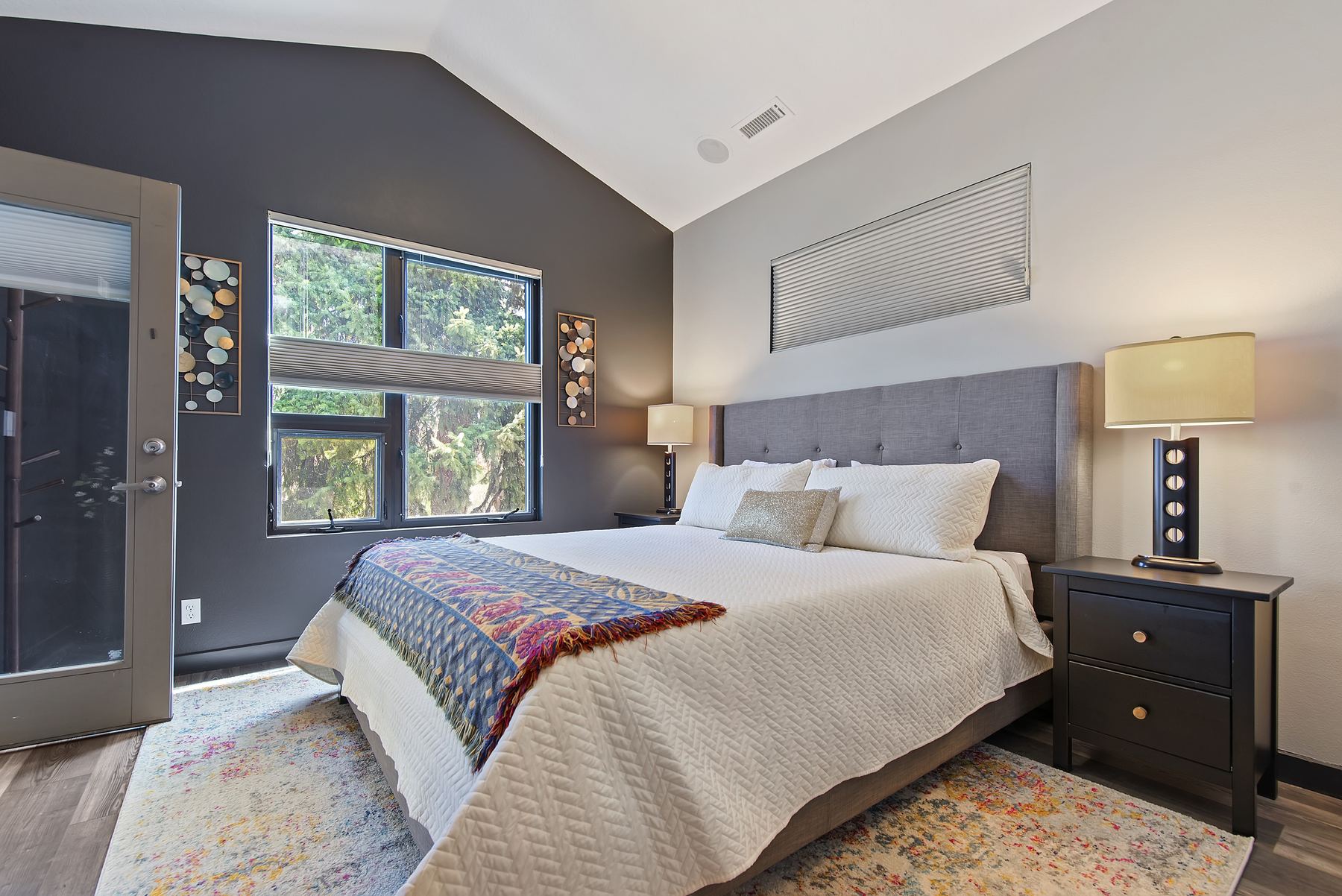 Primary bedroom with California King bed at a Boise North End vacation rental
